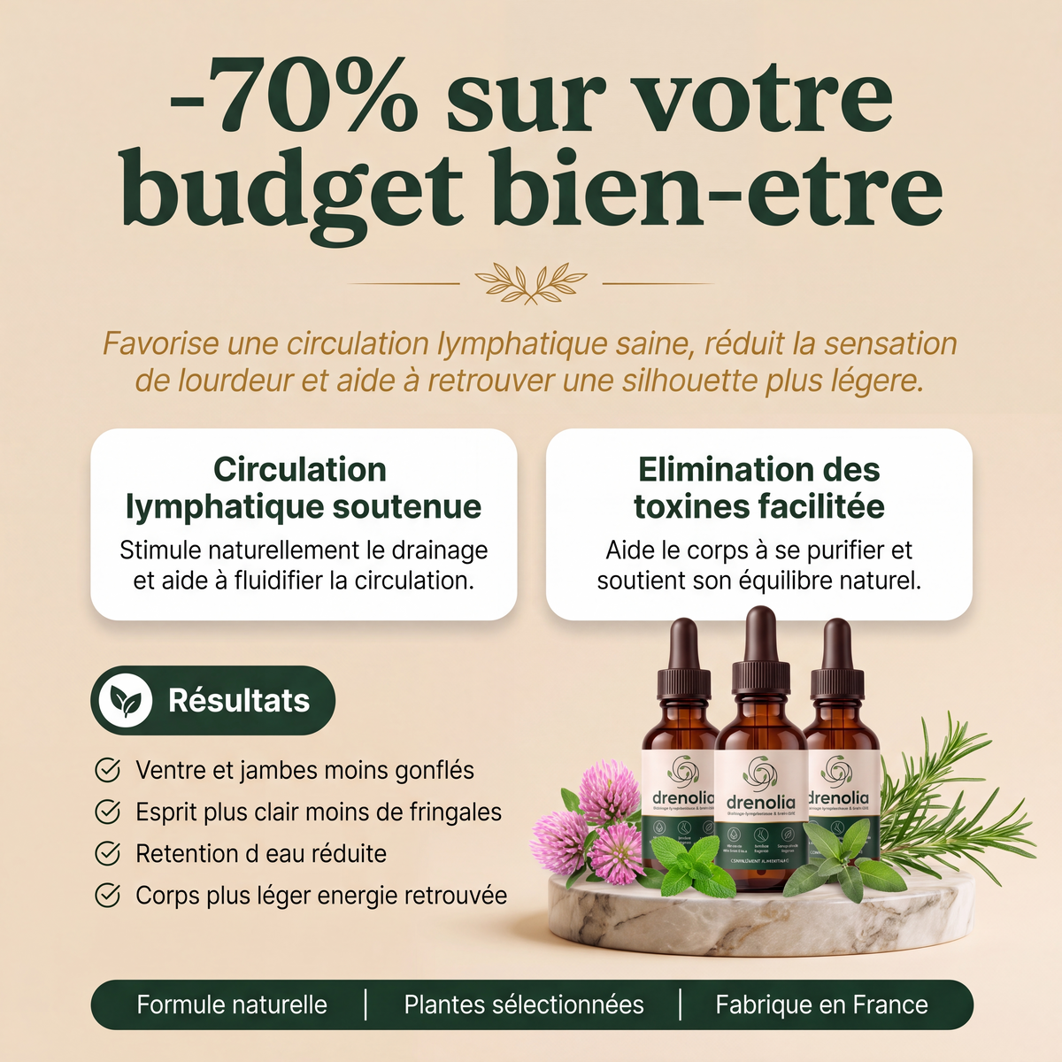 Offre de lancement Drenolia — complexe liquide de drainage lymphatique